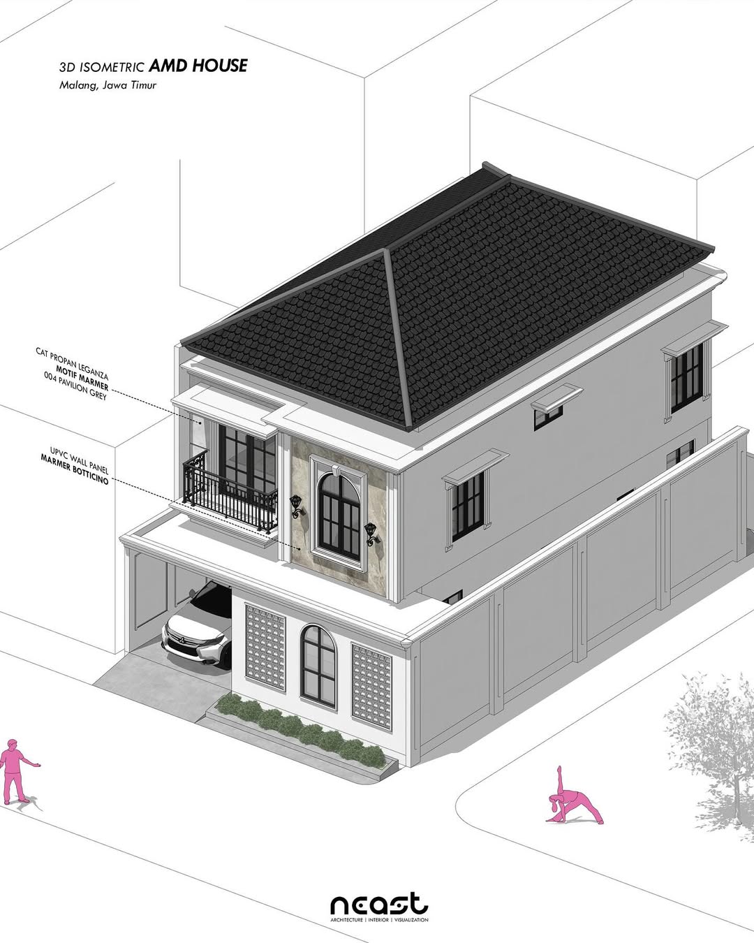 Isometric Design AMD House -- Malang, Jawa Timurwith American Classic style concept Project year