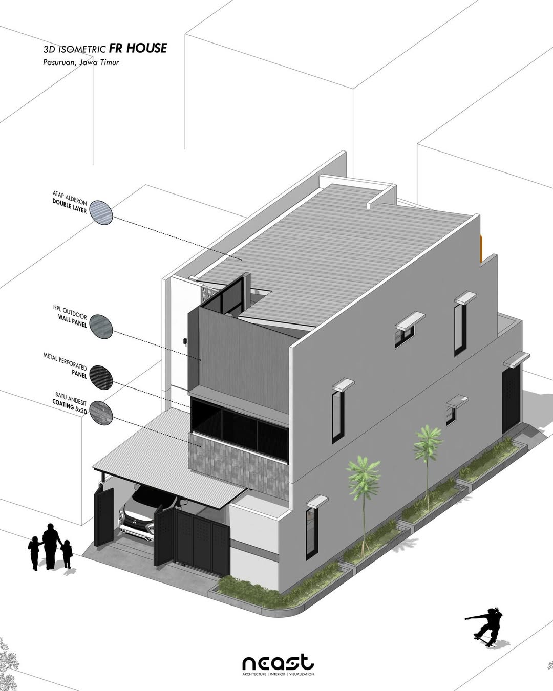 Isometric Design FR House -- Pasuruan, Jawa TimurProject year - 2025Land area - 98 sqmStatus - A