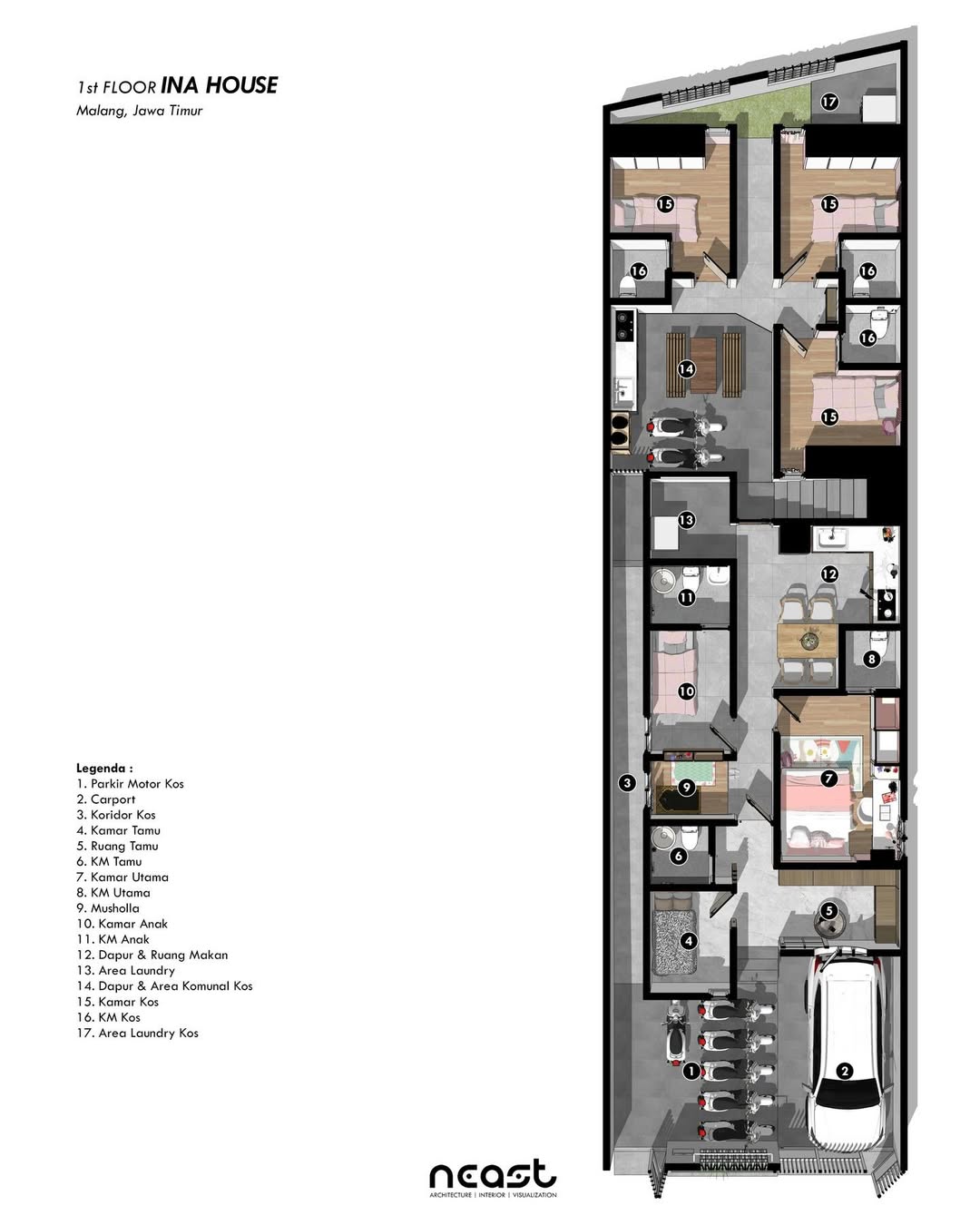 Isometric Design INA House -- Kediri, Jawa TimurProject year - 2026Land area - 168 sqmStatus - A (3)